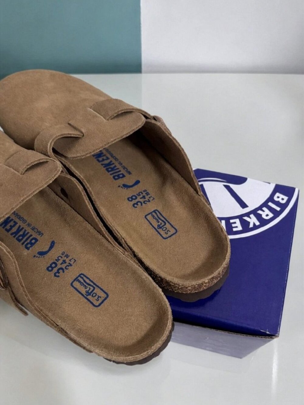 Birkenstock Boston Taupe Suede Soft Footbed Clogs EU 38 - Picture 3 of 7